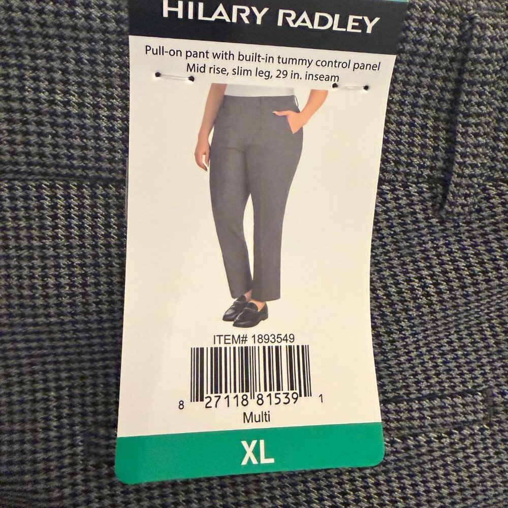 Hilary Radley Women’s Pull-On Pant Size XL Grey Tummy Control Mid Rise Slim Leg